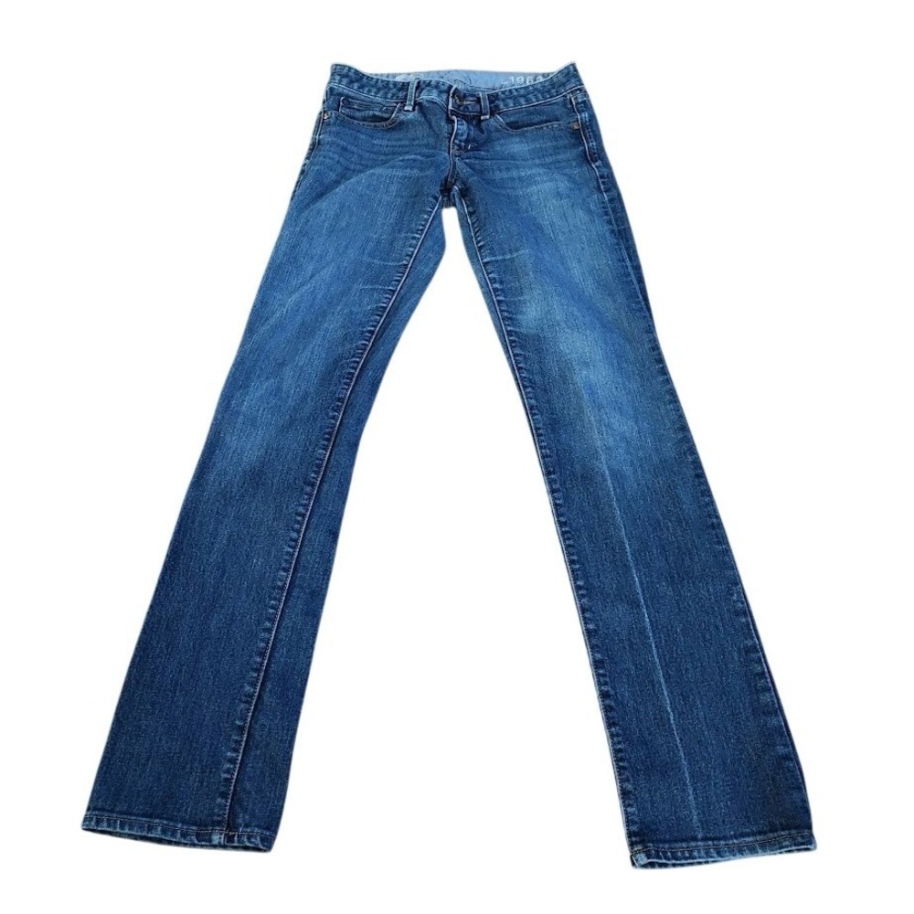 Gap 1969 Real Straight Jeans Womens 27/4L Dark Wash Blue Denim Low Rise 677